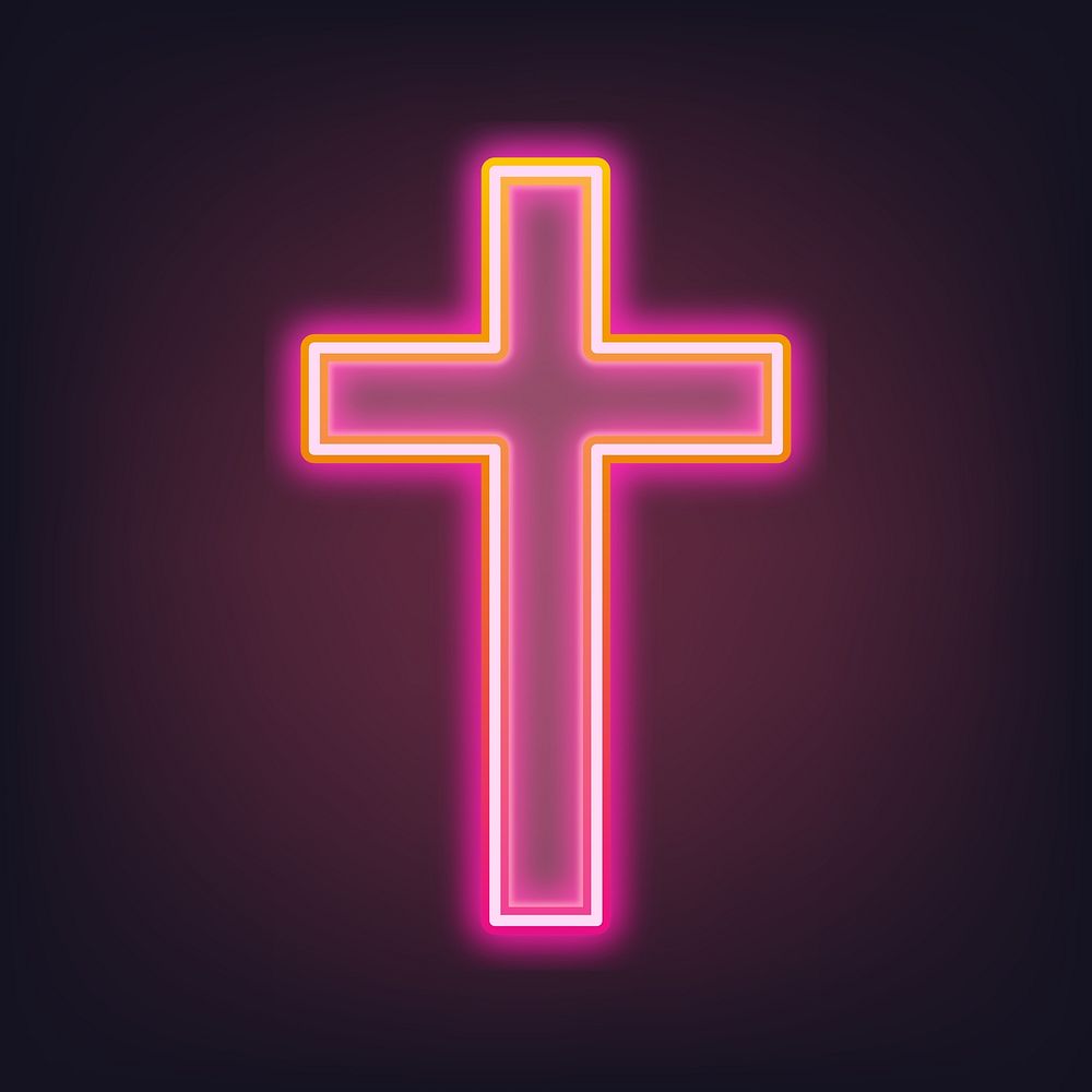Pink cross neon gradient icon illustration