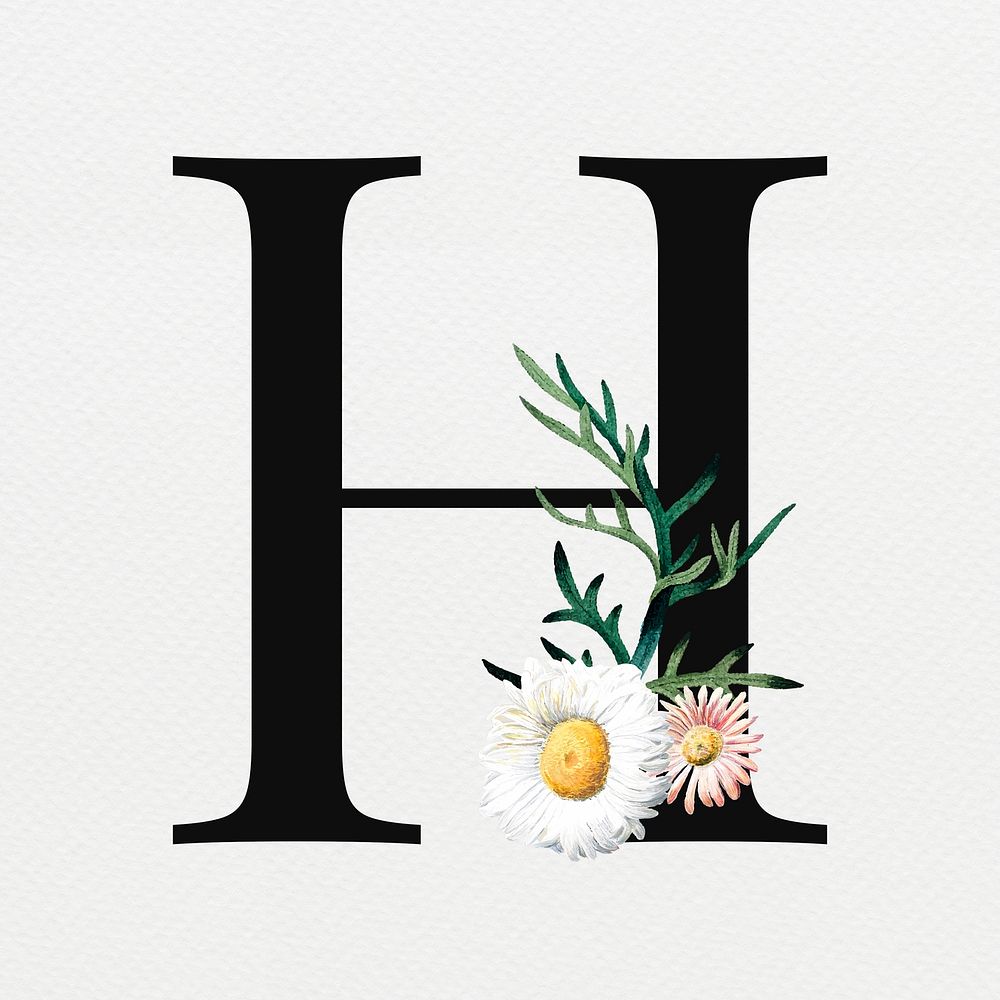Letter H floral font