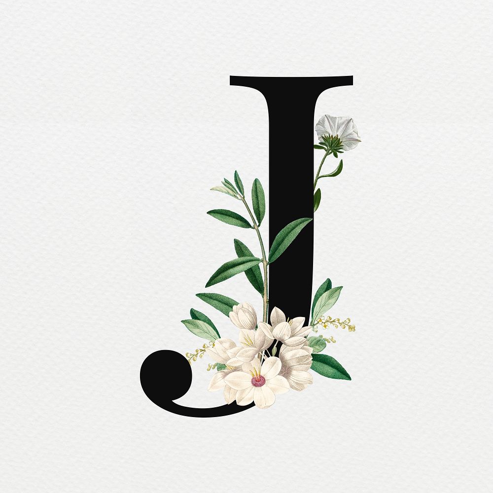 Letter J floral font