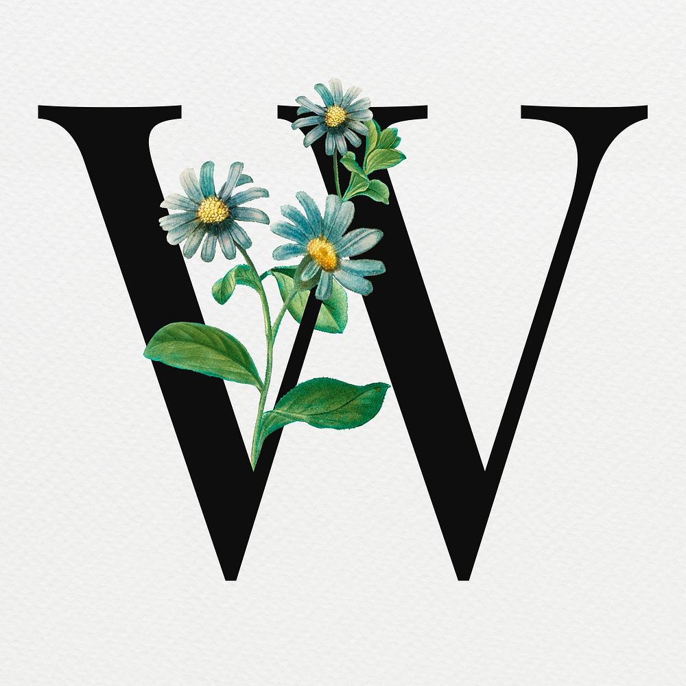 Letter W floral font