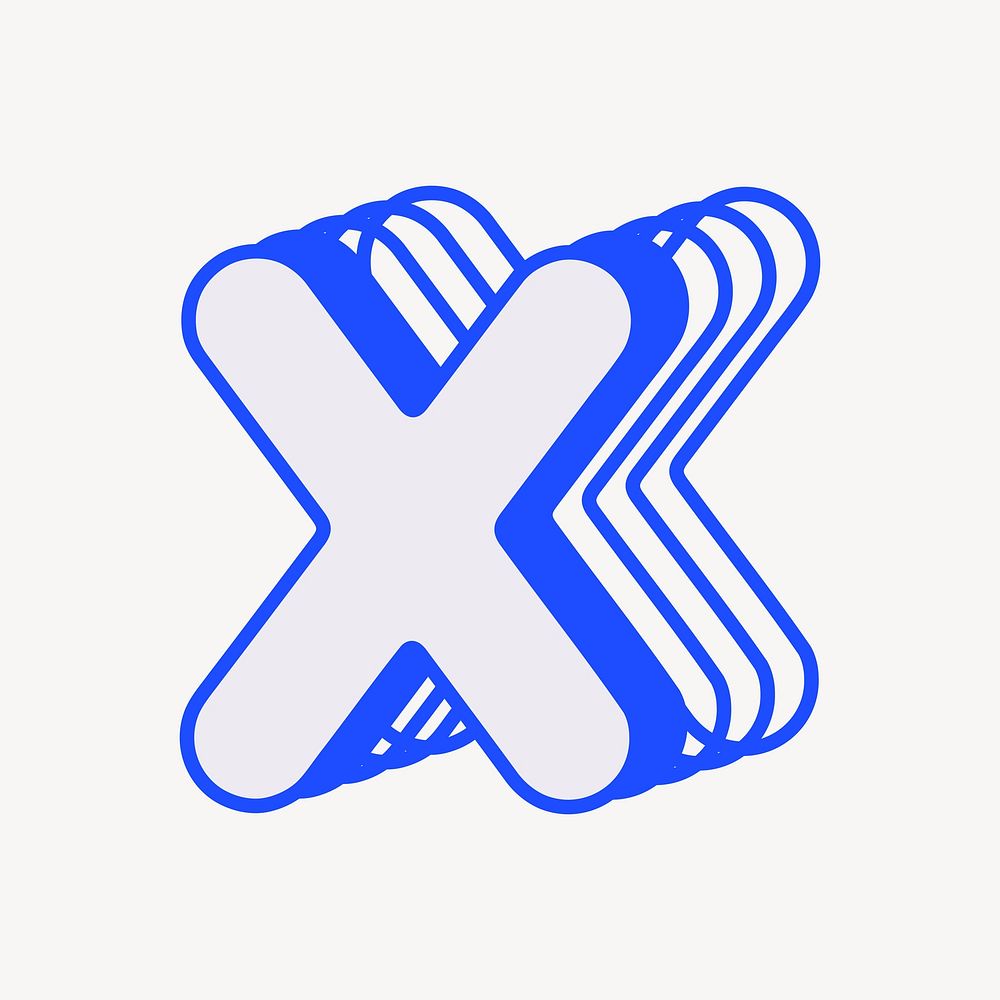 x mark blue layer icon illustration
