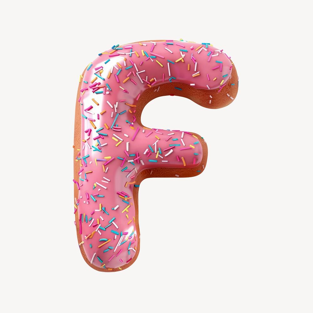 Letter F pink glazed donut font