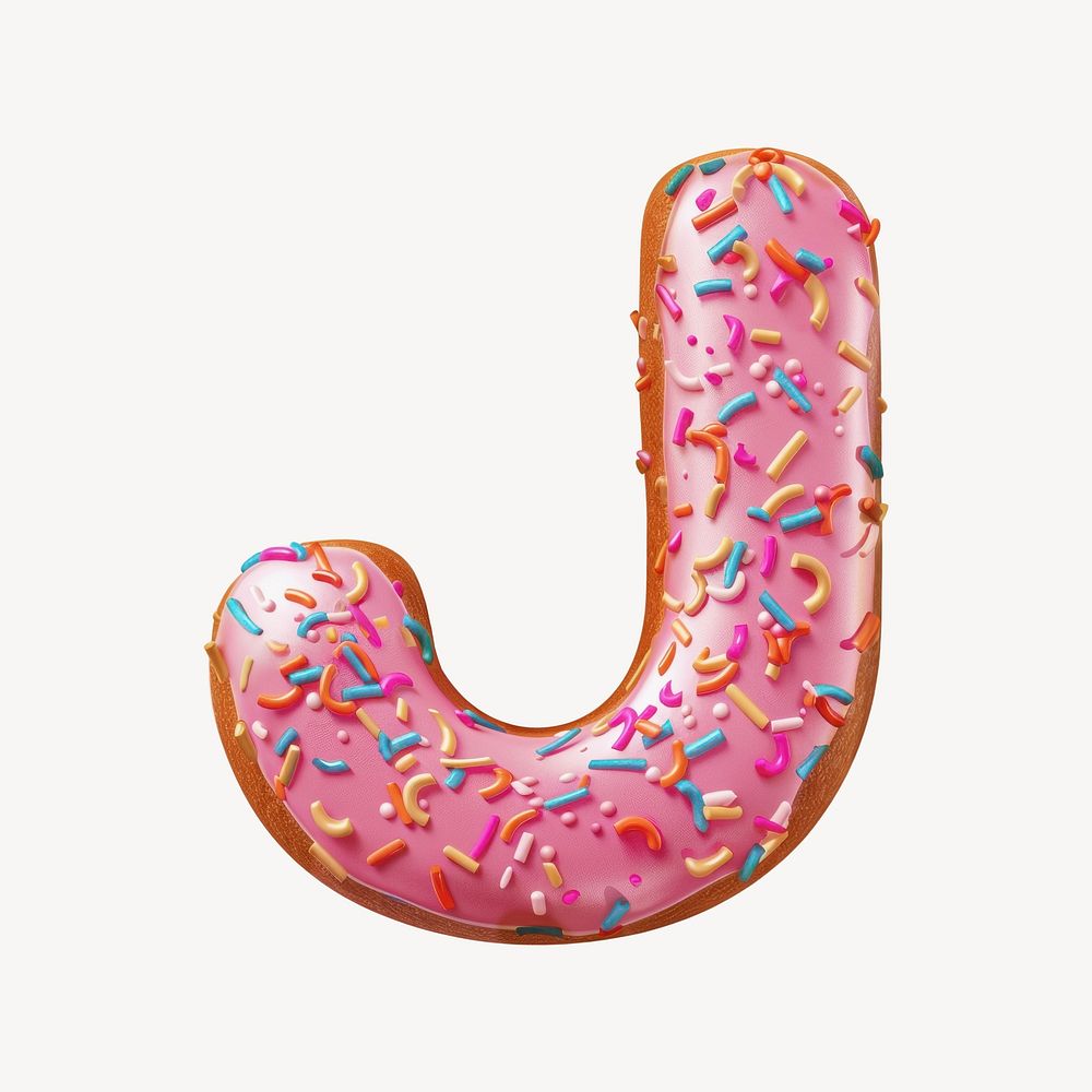 Letter J pink glazed donut font