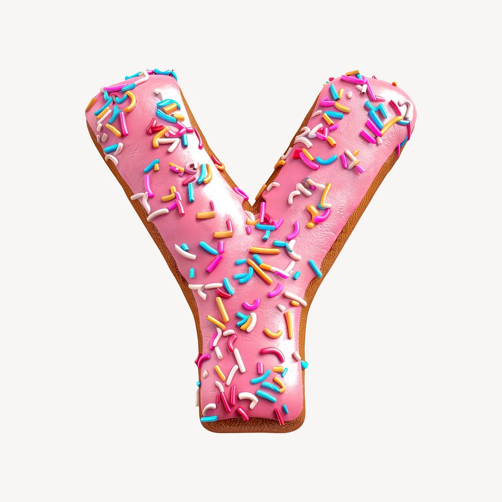 Letter Y pink glazed donut font
