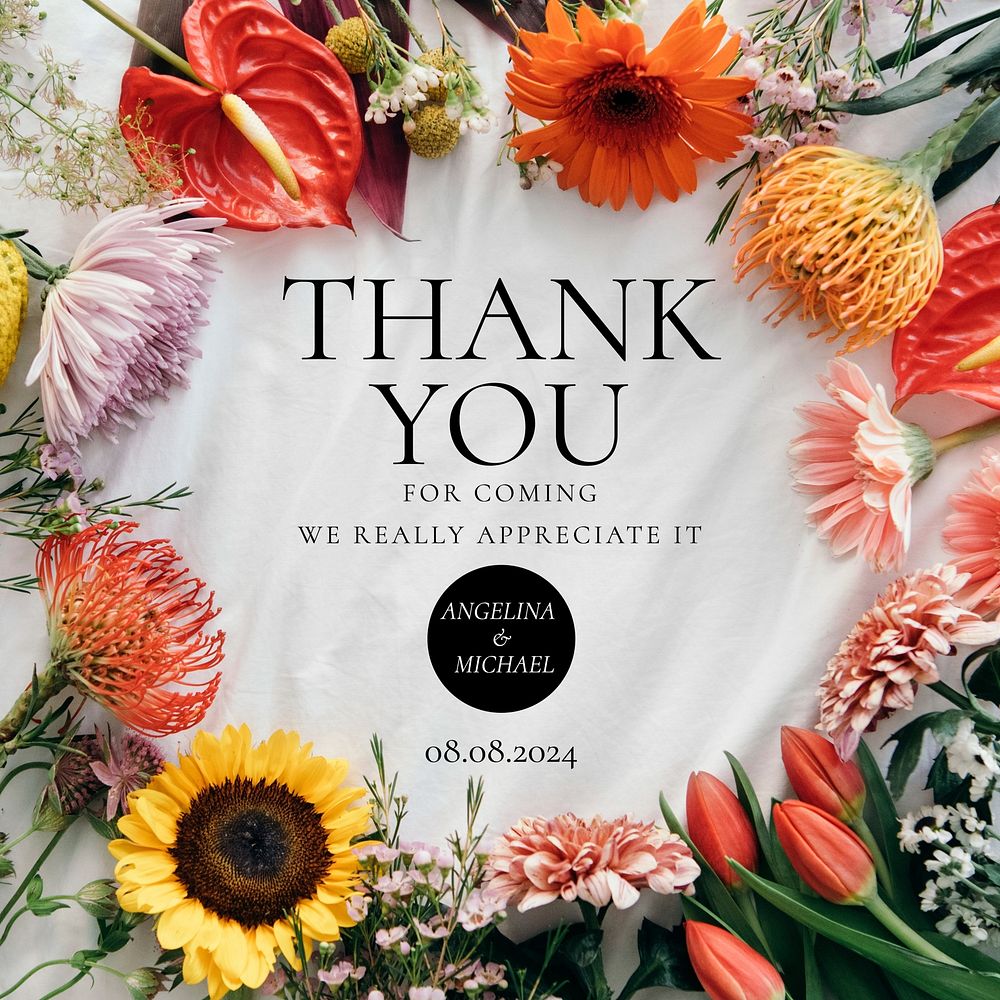 Wedding thank you Instagram post template