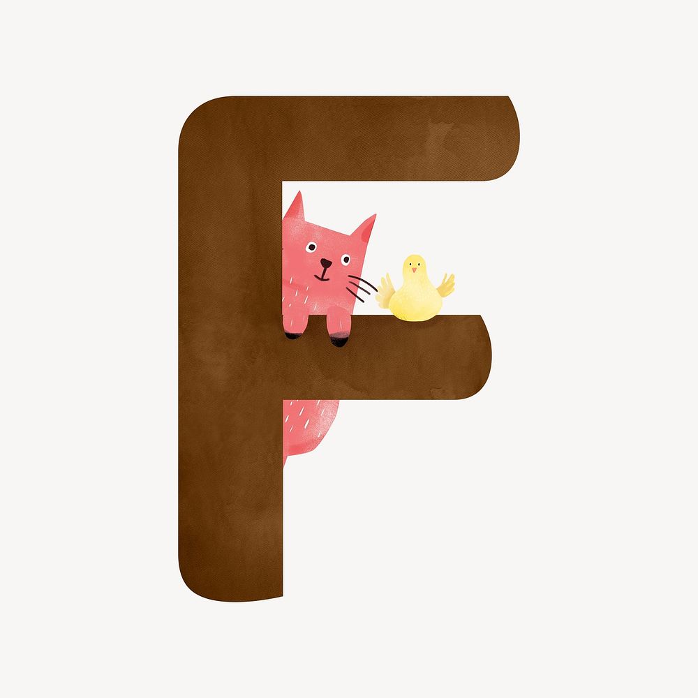 Letter F cute farm animal font