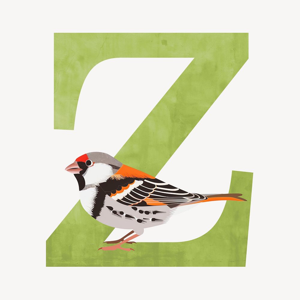 Letter Z watercolor animal font