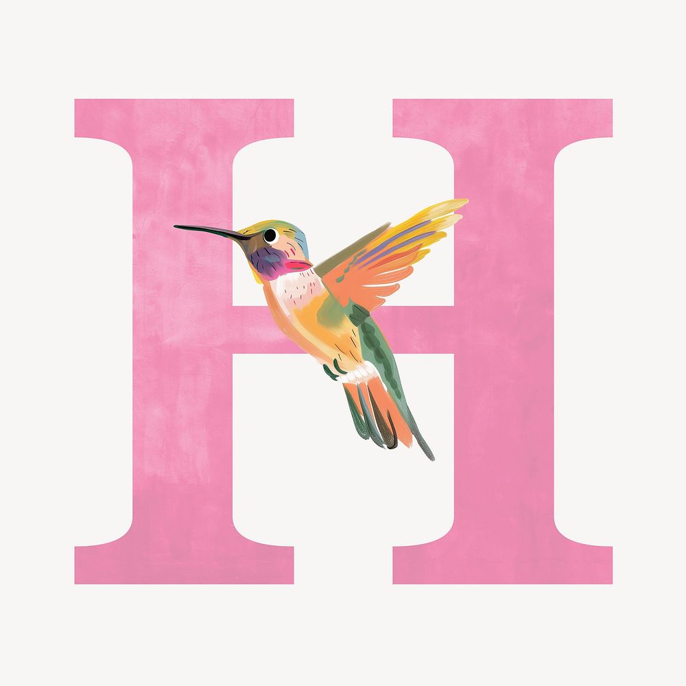 Letter H watercolor animal font