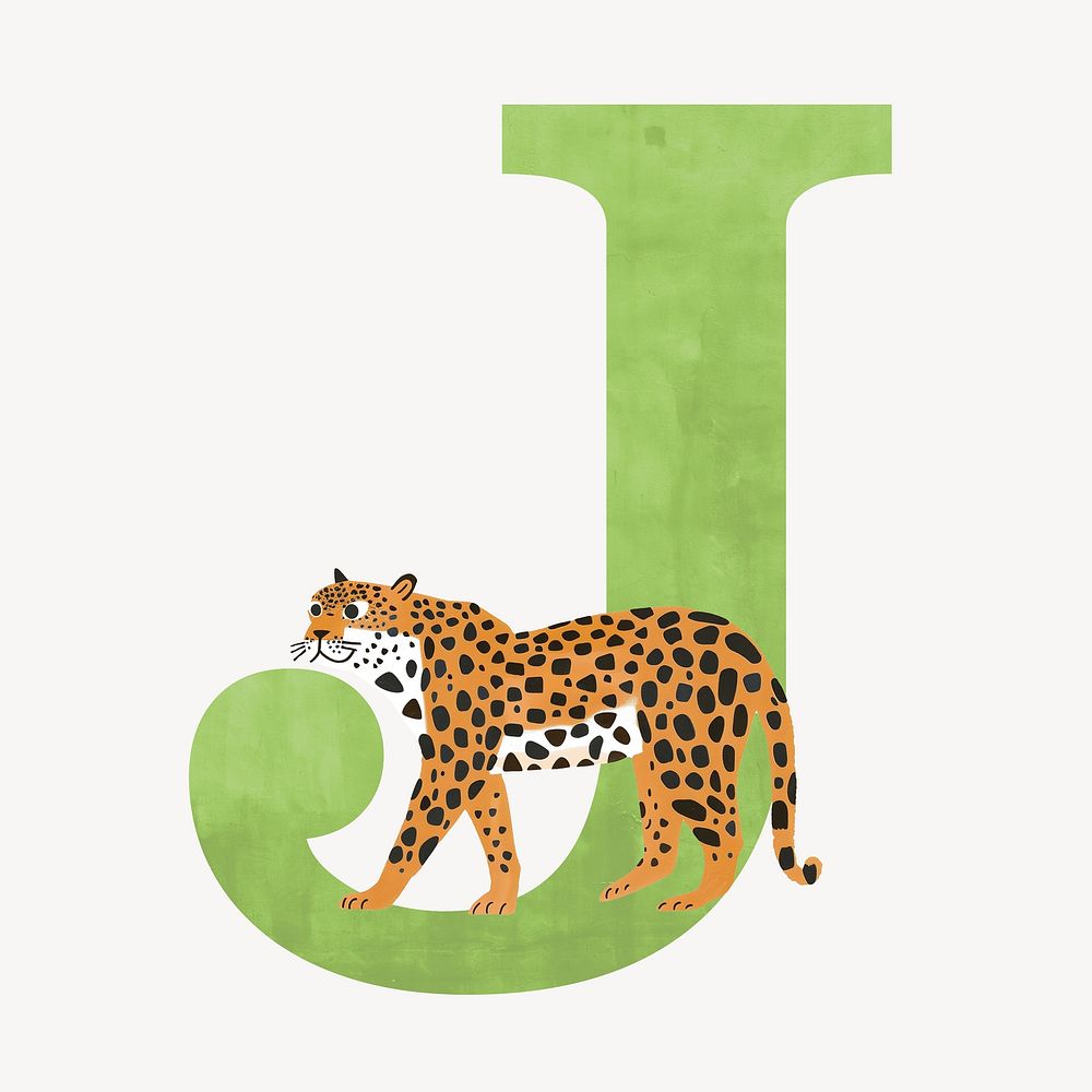 Letter J watercolor animal font