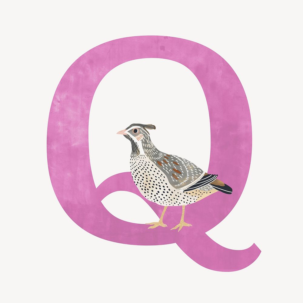 Letter Q watercolor animal font