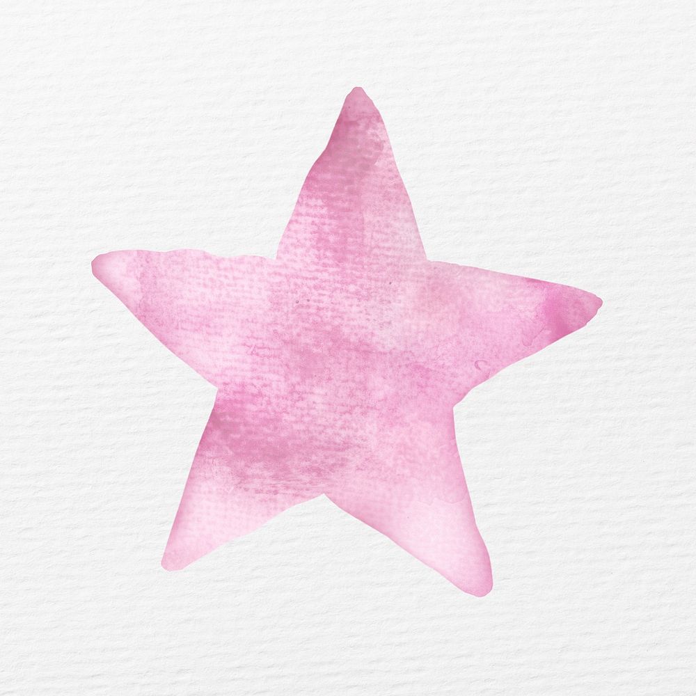 Pink star in watercolor illustration