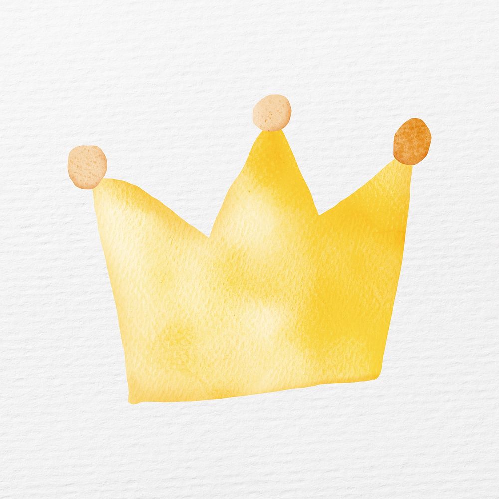 Gold crown in watercolor illustration