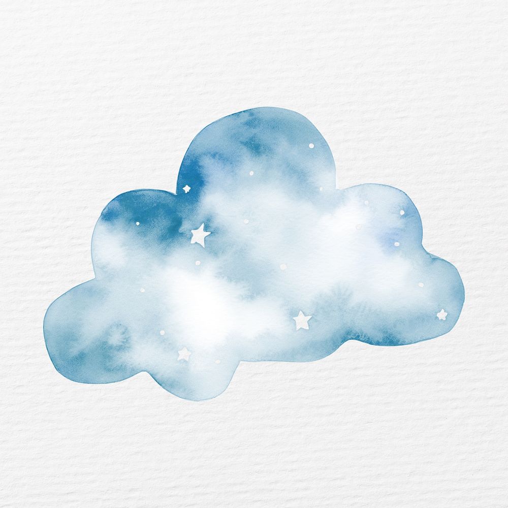 Blue cloud in watercolor illustration
