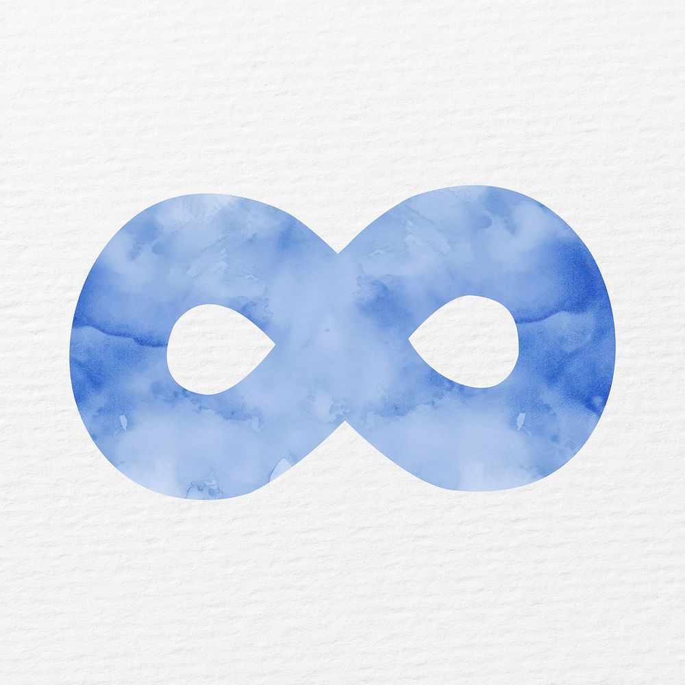 Blue infinity sign in watercolor illustration