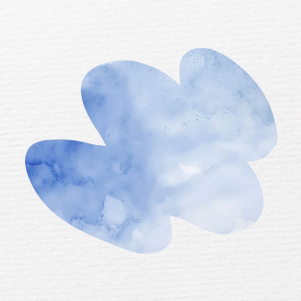 Abstract blue shape in watercolor illustration