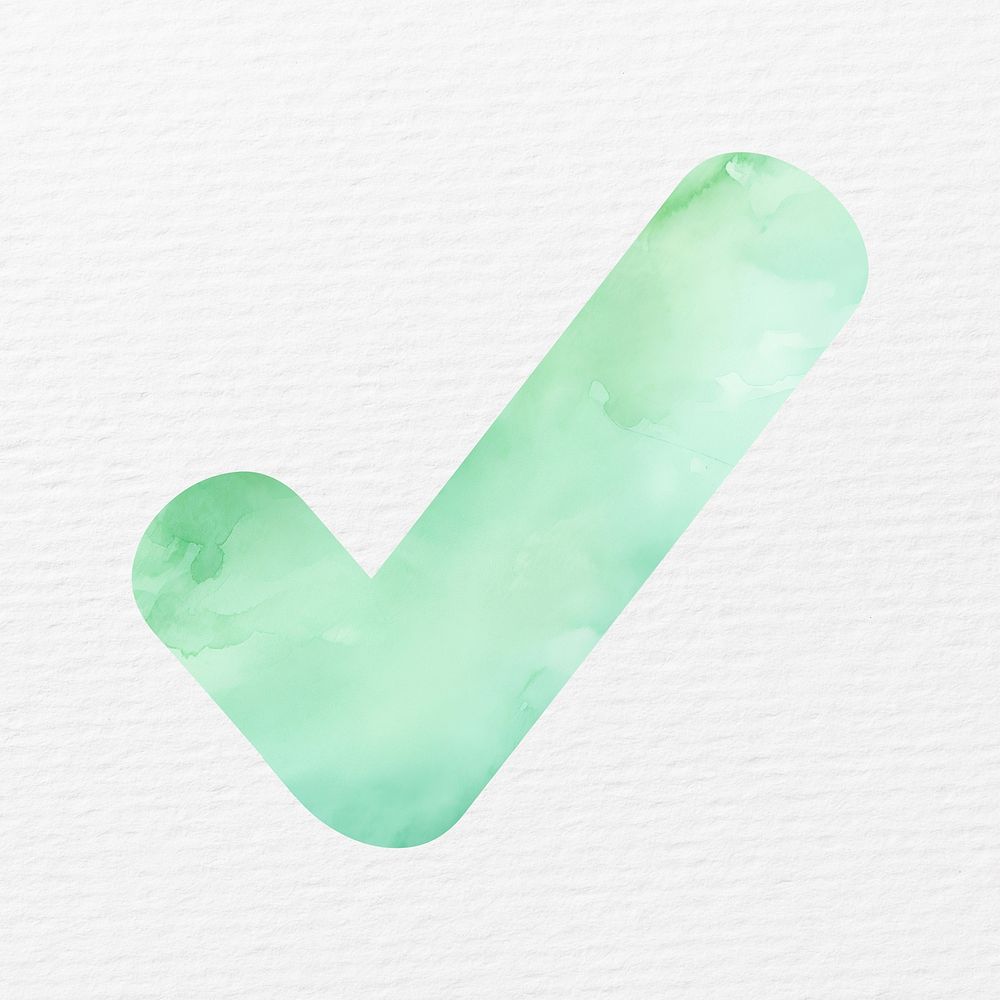 Green right tick in watercolor illustration