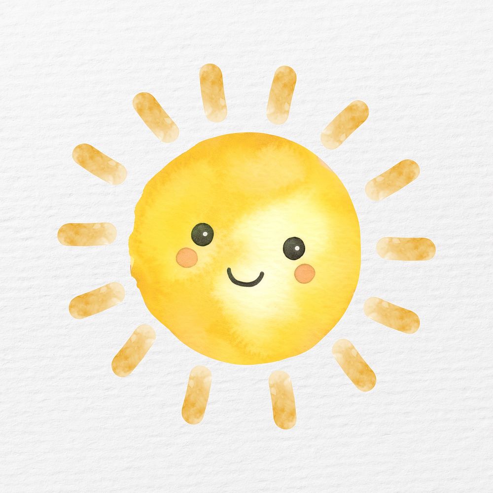 Happy sun in watercolor illustration