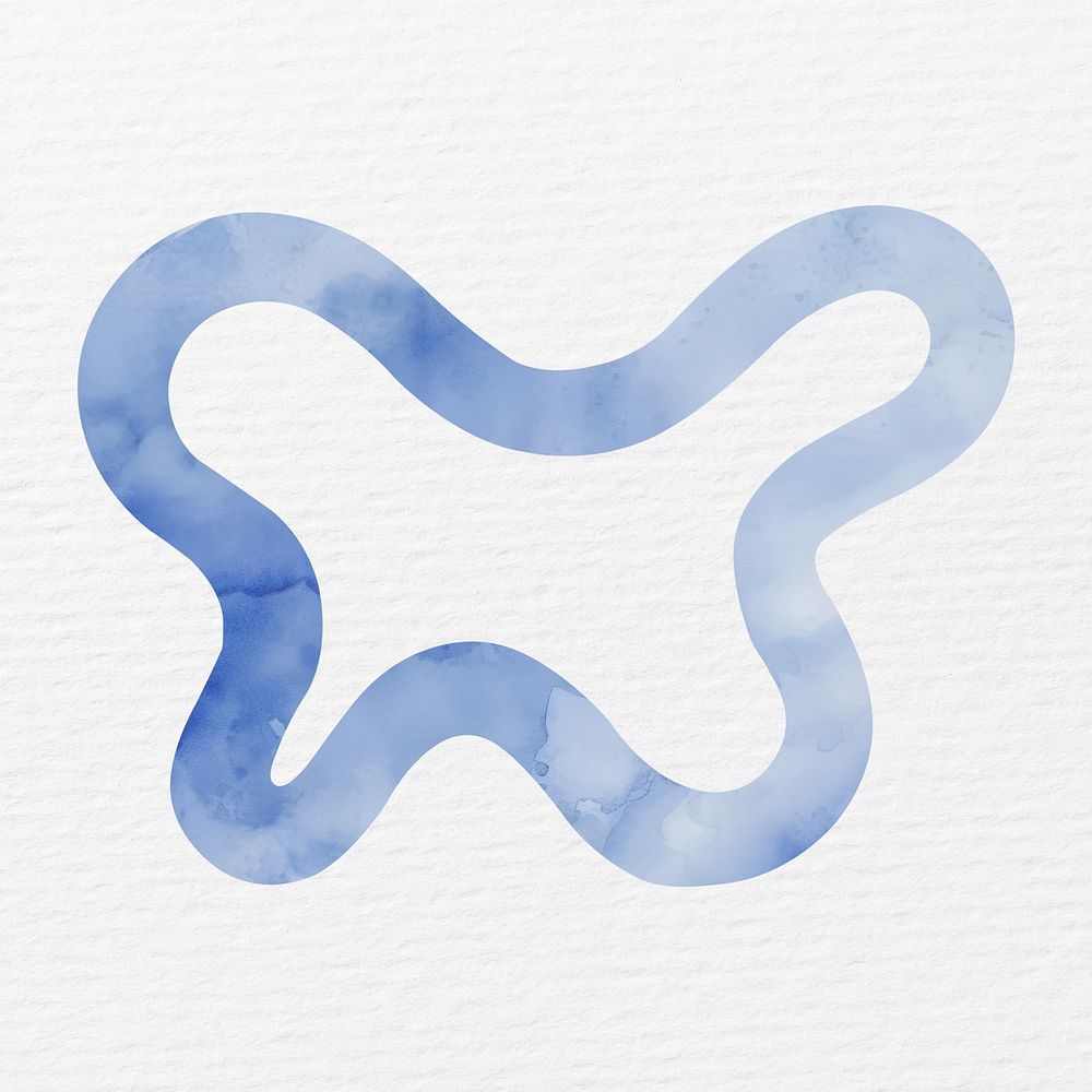 Abstract blue shape in watercolor illustration