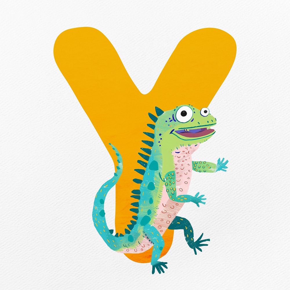 Cute letter  Y with animal character illustration