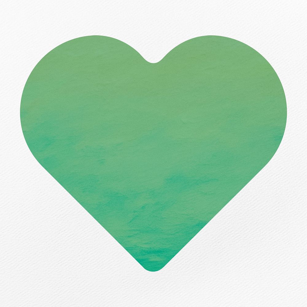Cute green heart minimal digital art illustration