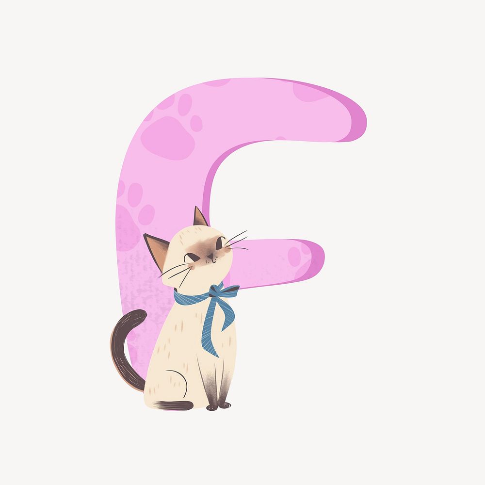 Letter F cute cat font