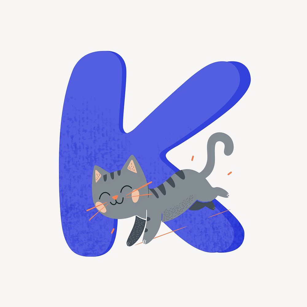 Letter K cute cat font