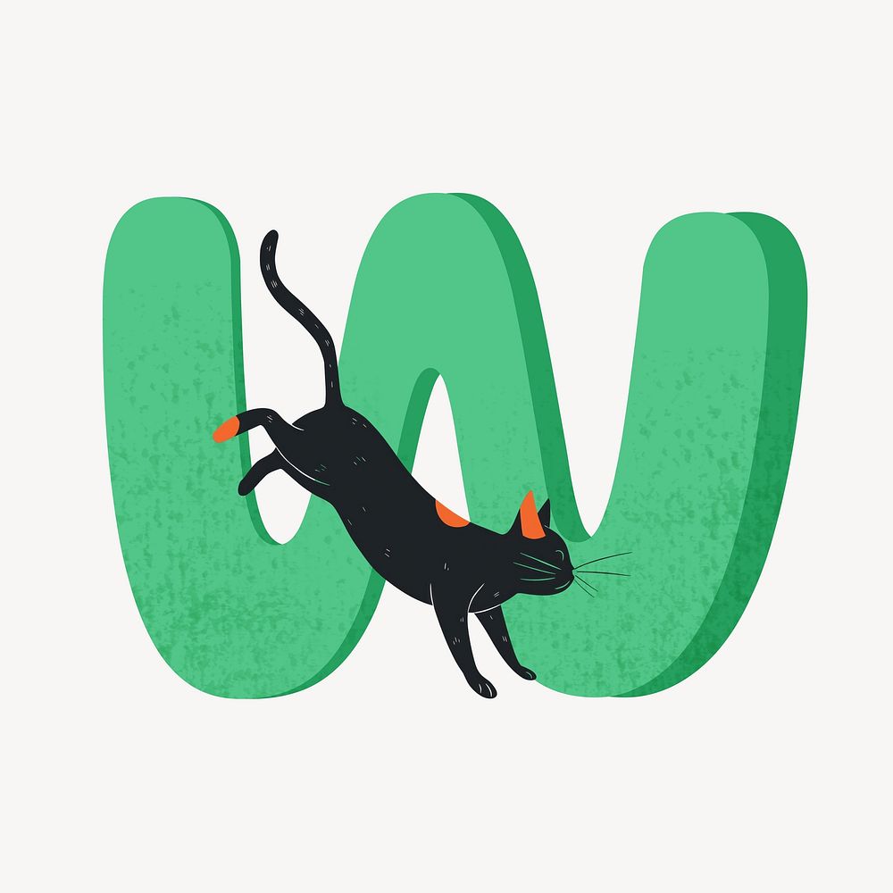 Letter W cute cat font | Free Photo Illustration - rawpixel