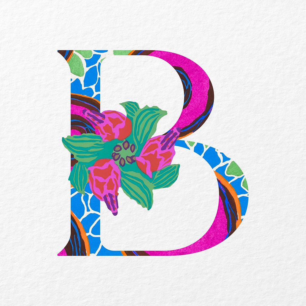 Letter B in Seguy Papillons art alphabet illustration