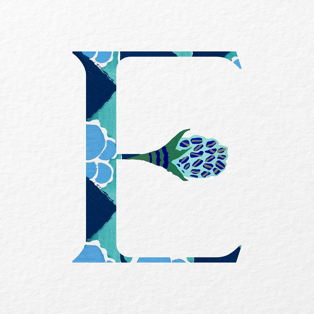 Letter E in Seguy Papillons art alphabet illustration