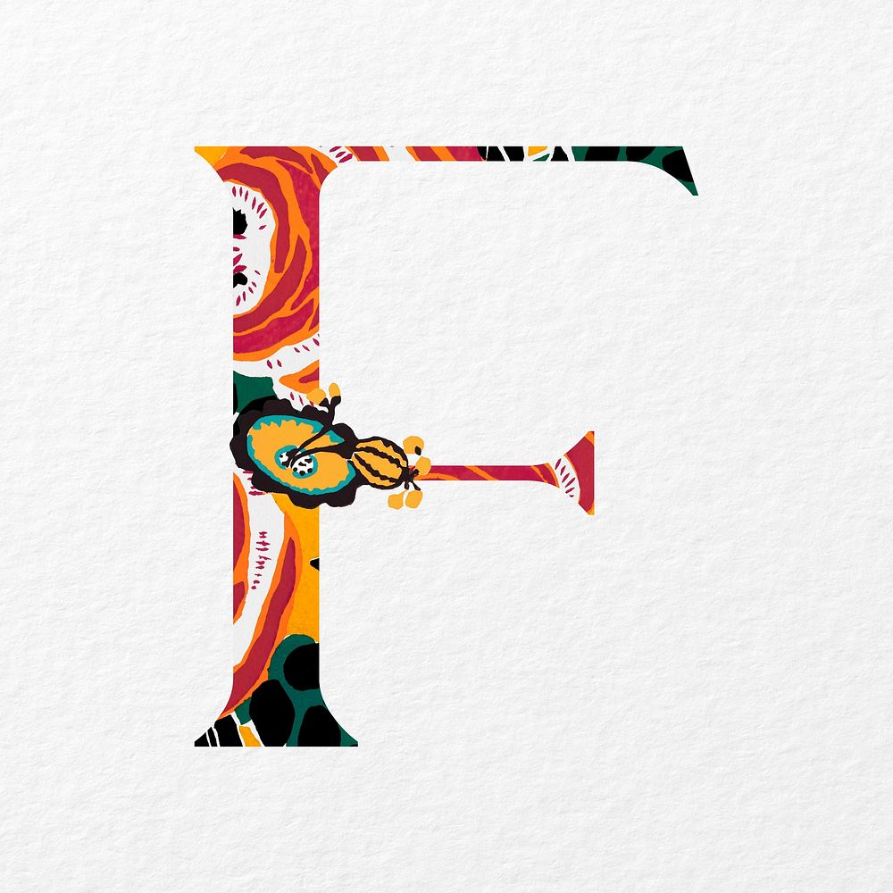 Letter F in Seguy Papillons art alphabet illustration