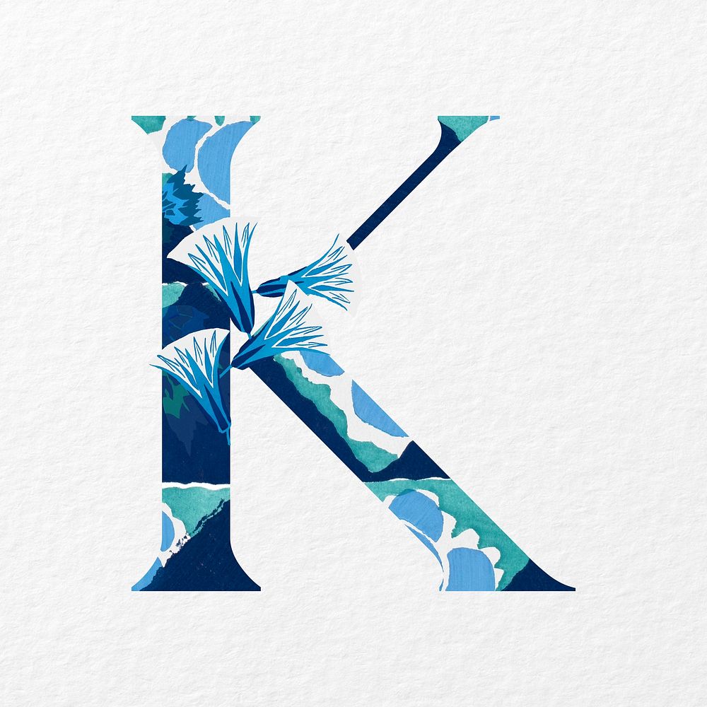 Letter K in Seguy Papillons art alphabet illustration