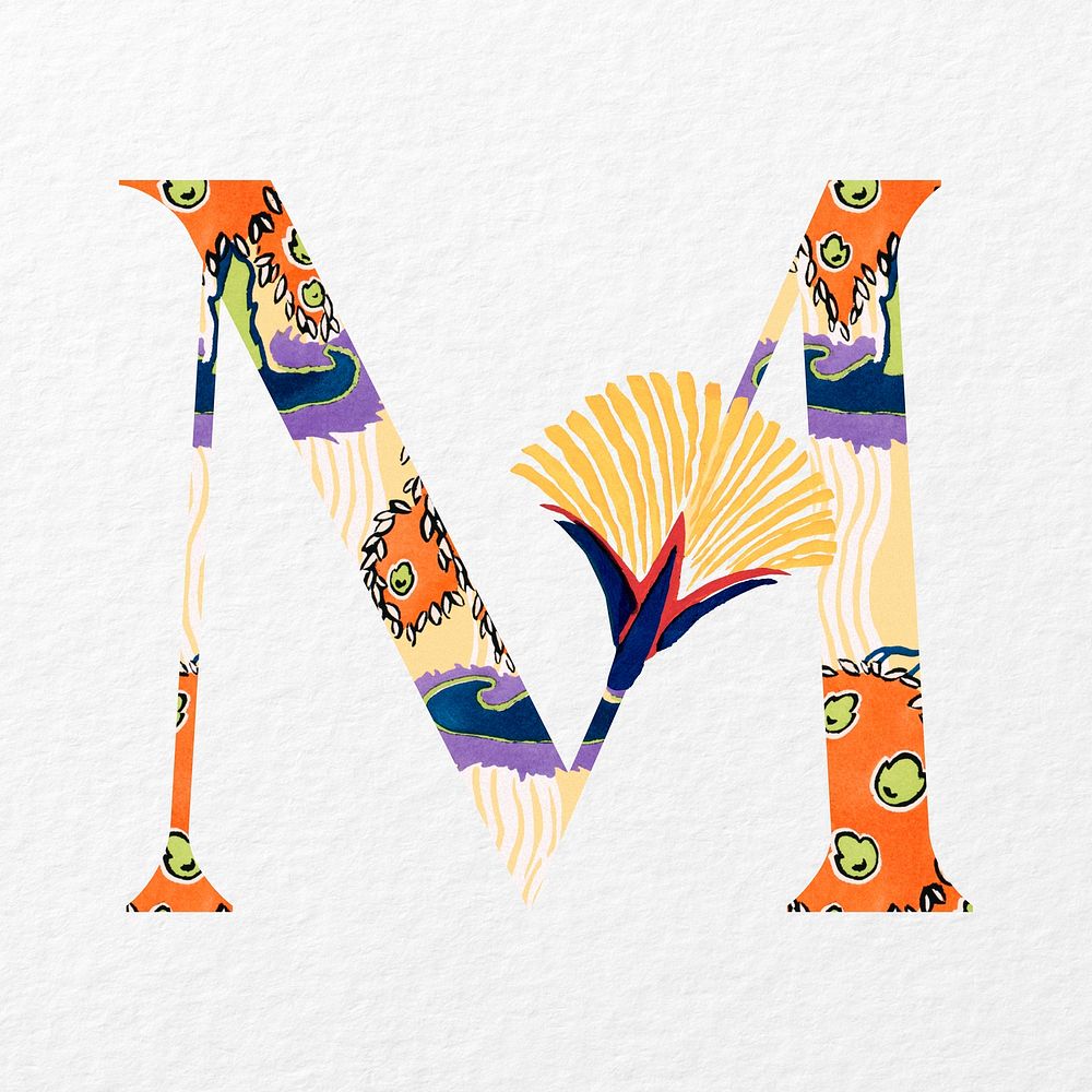 Letter M in Seguy Papillons art alphabet illustration