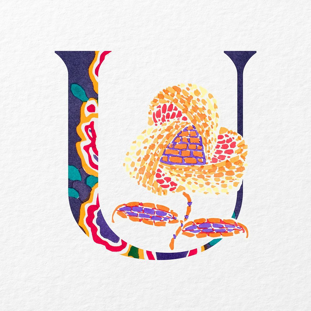 Letter U in Seguy Papillons art alphabet illustration