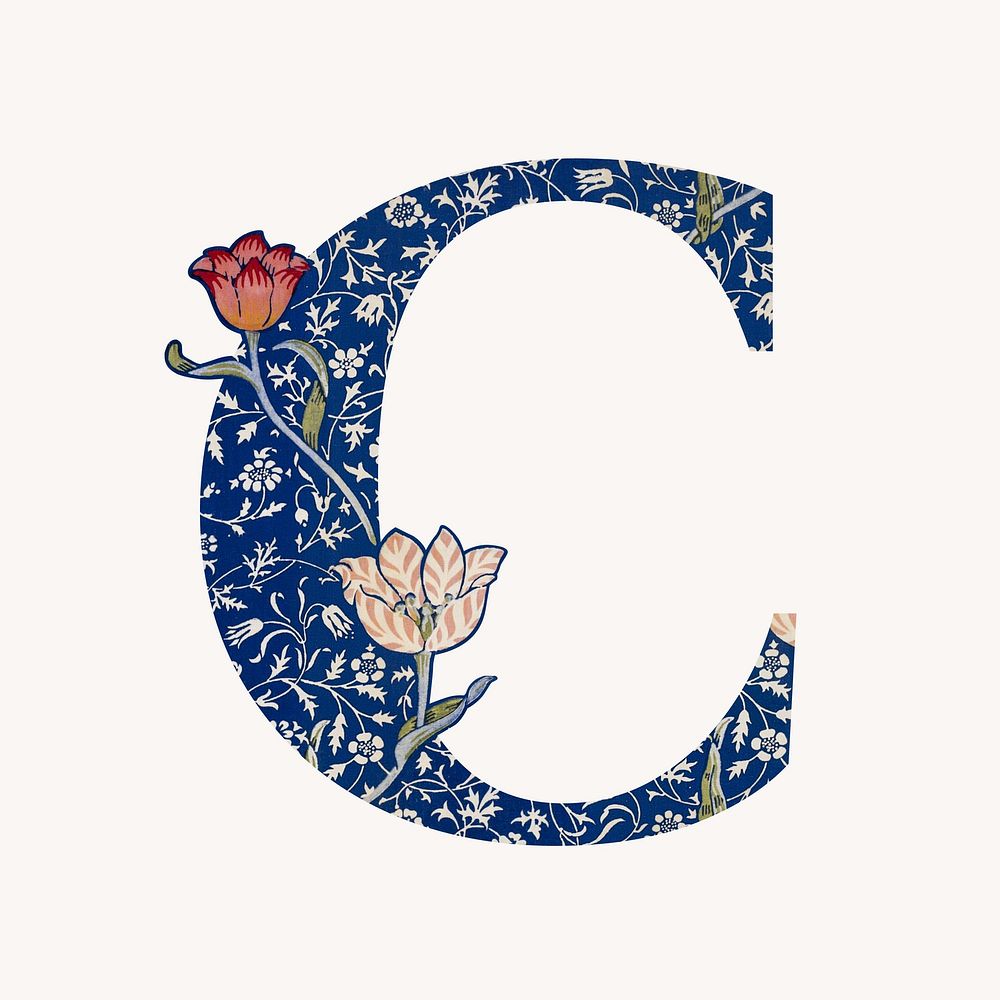 Letter C botanical pattern font, inspired by William Morris