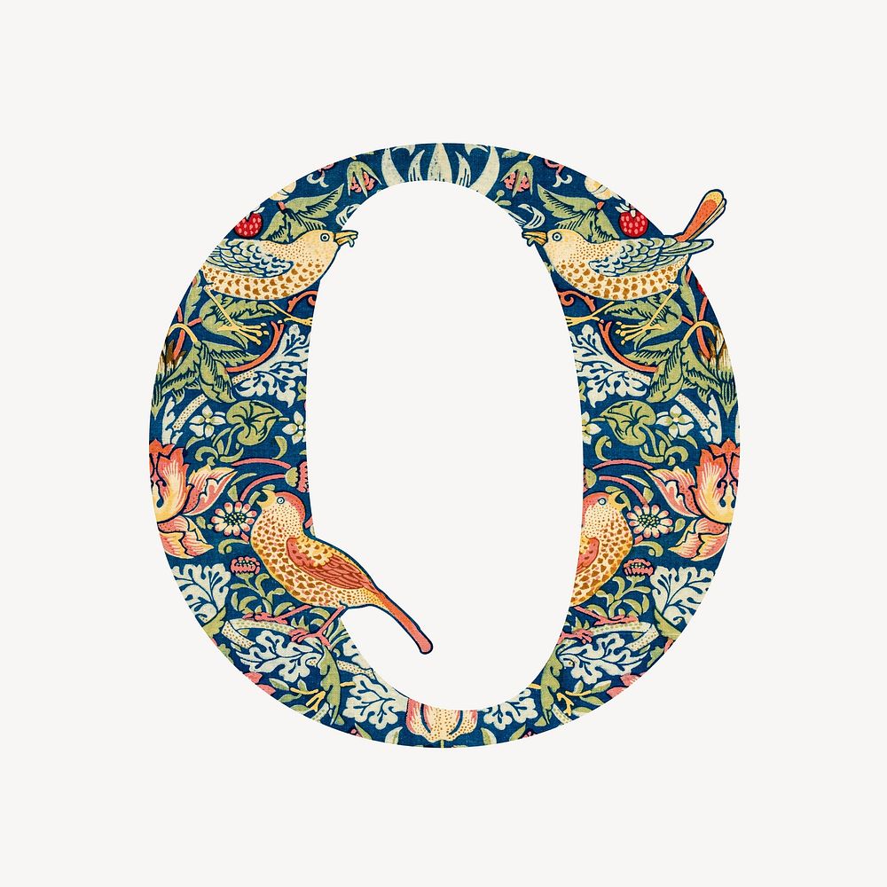 Letter O botanical pattern font, inspired by William Morris