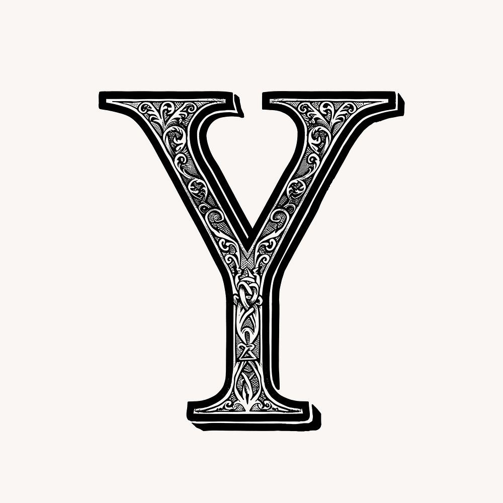 Letter Y in classic medieval art illustration