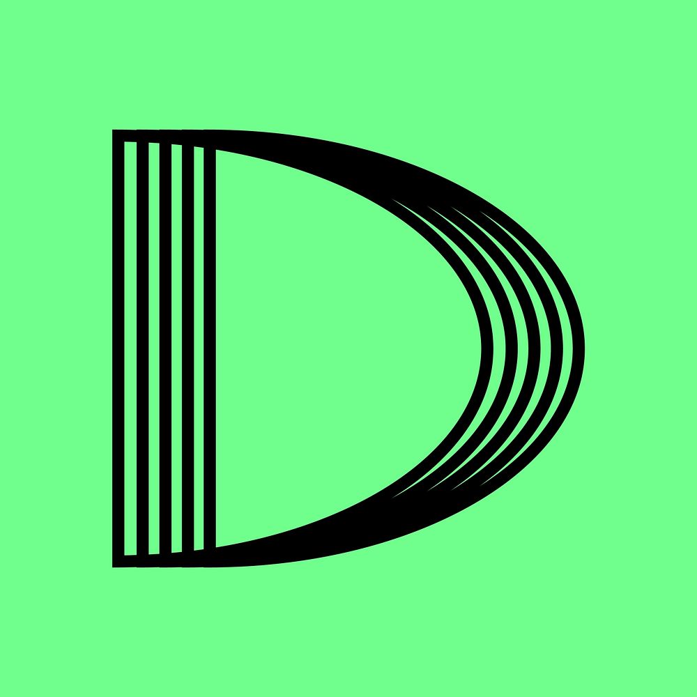 Letter D abstract shaped font illustration