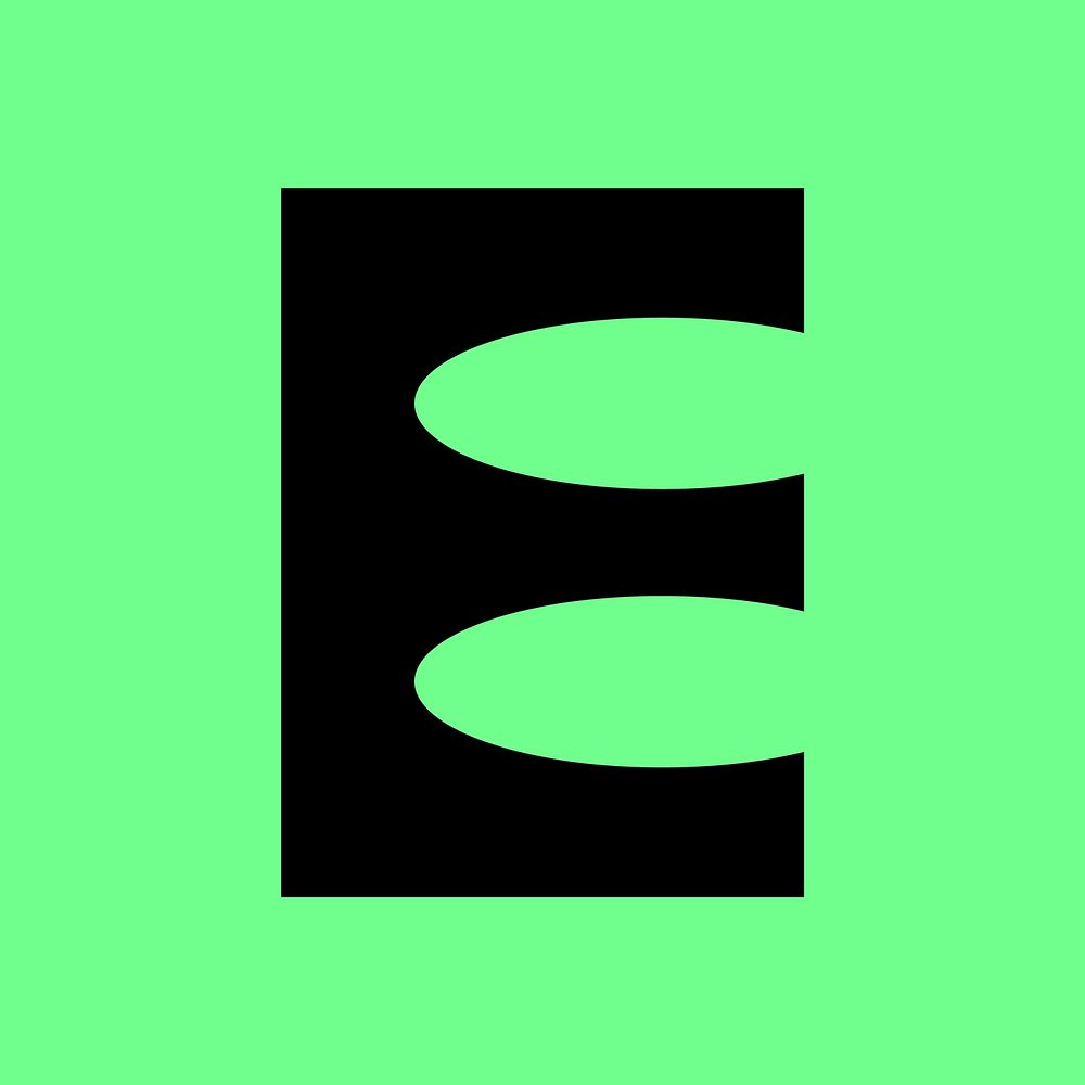 Letter E abstract shaped font illustration