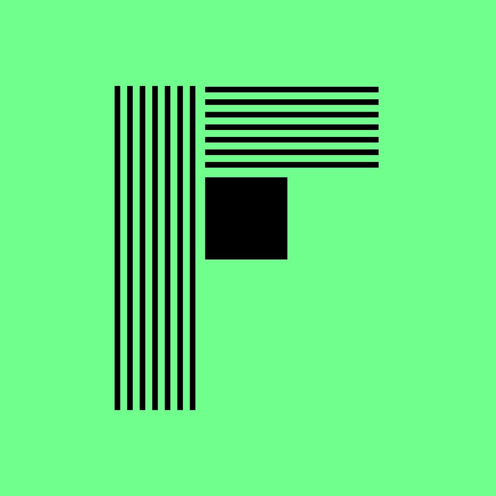 Letter F abstract shaped font illustration