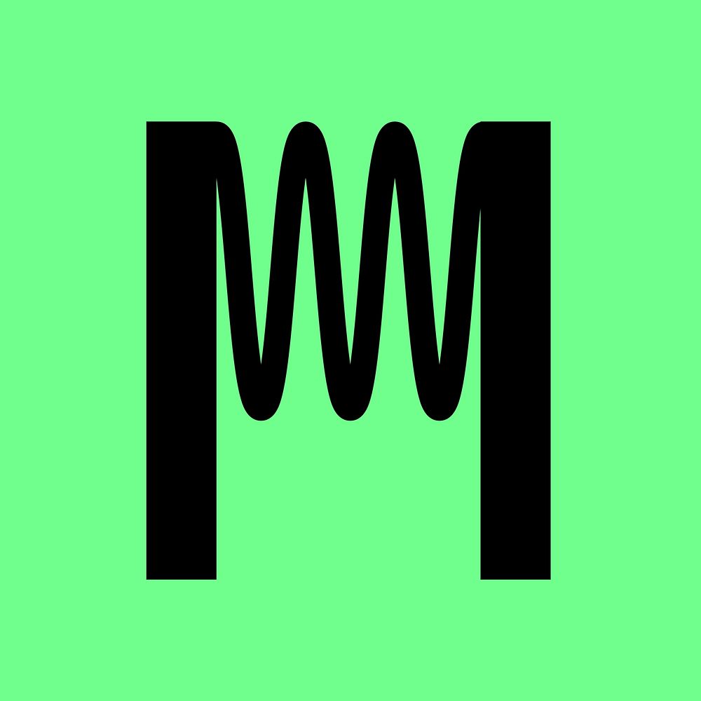 Letter M abstract shaped font illustration