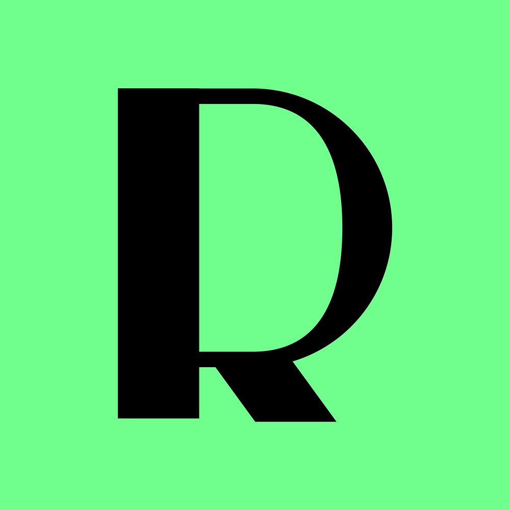 Letter R abstract shaped font illustration