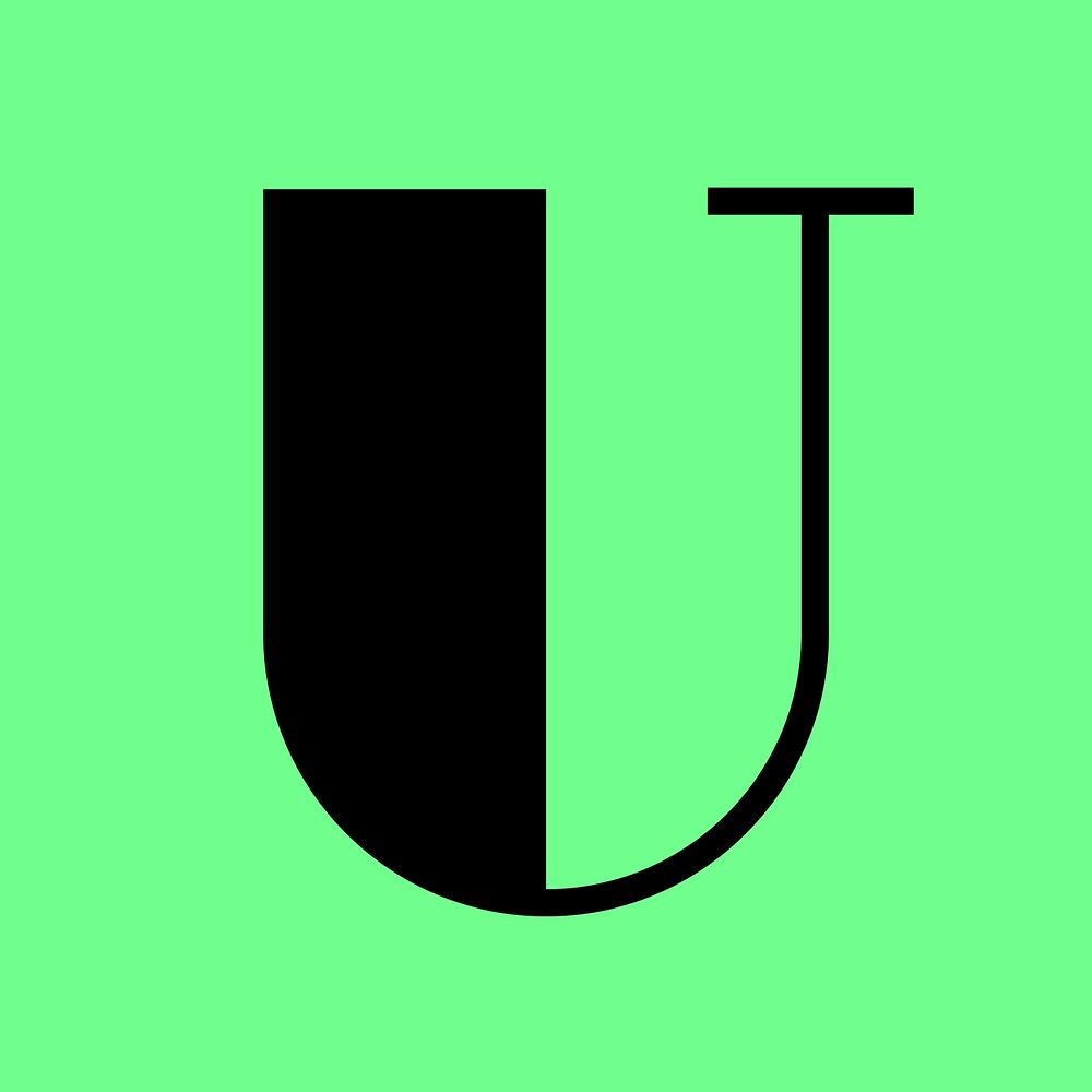 Letter U abstract shaped font illustration