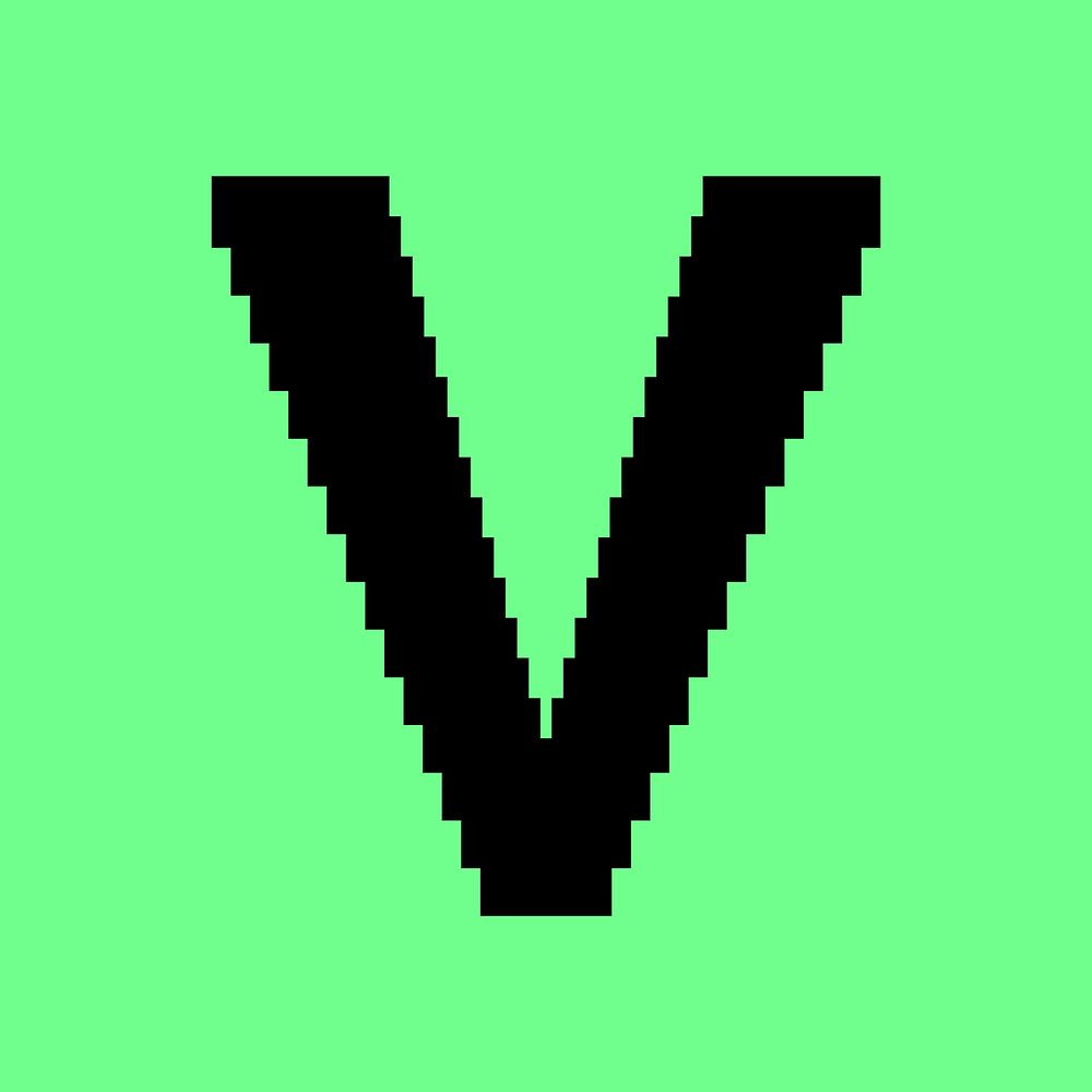 Letter V abstract shaped font illustration