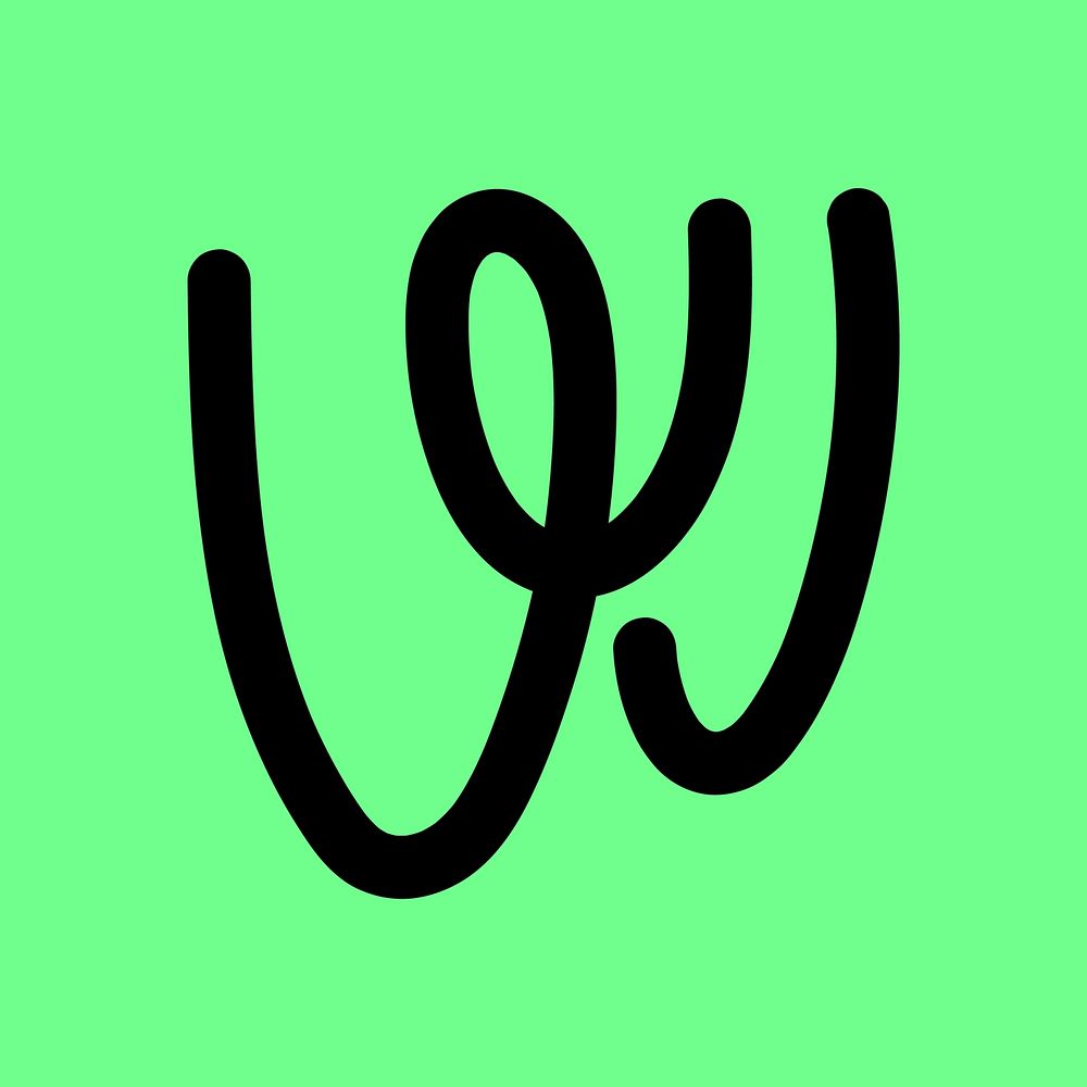 Letter W abstract shaped font illustration