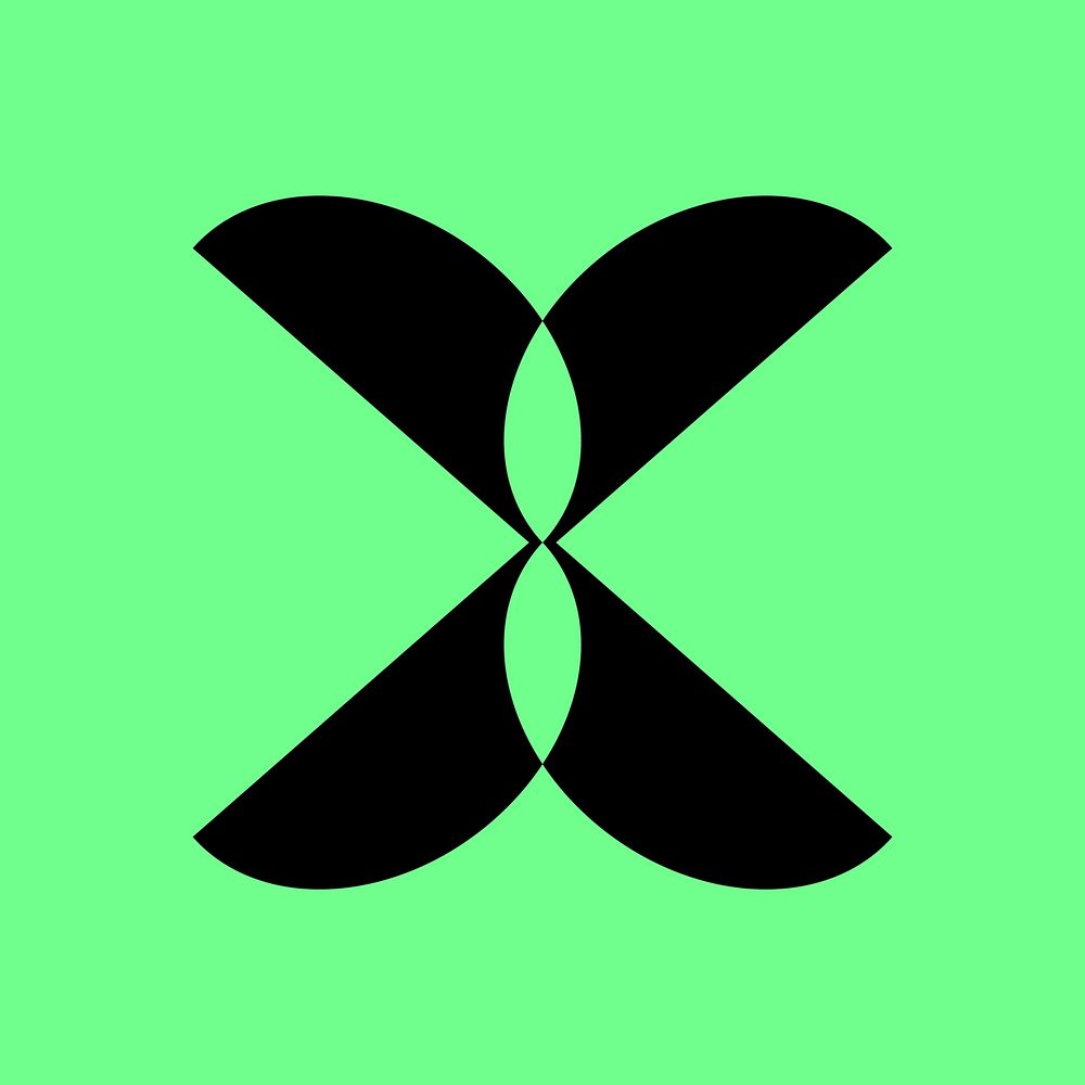 Letter X abstract shaped font illustration