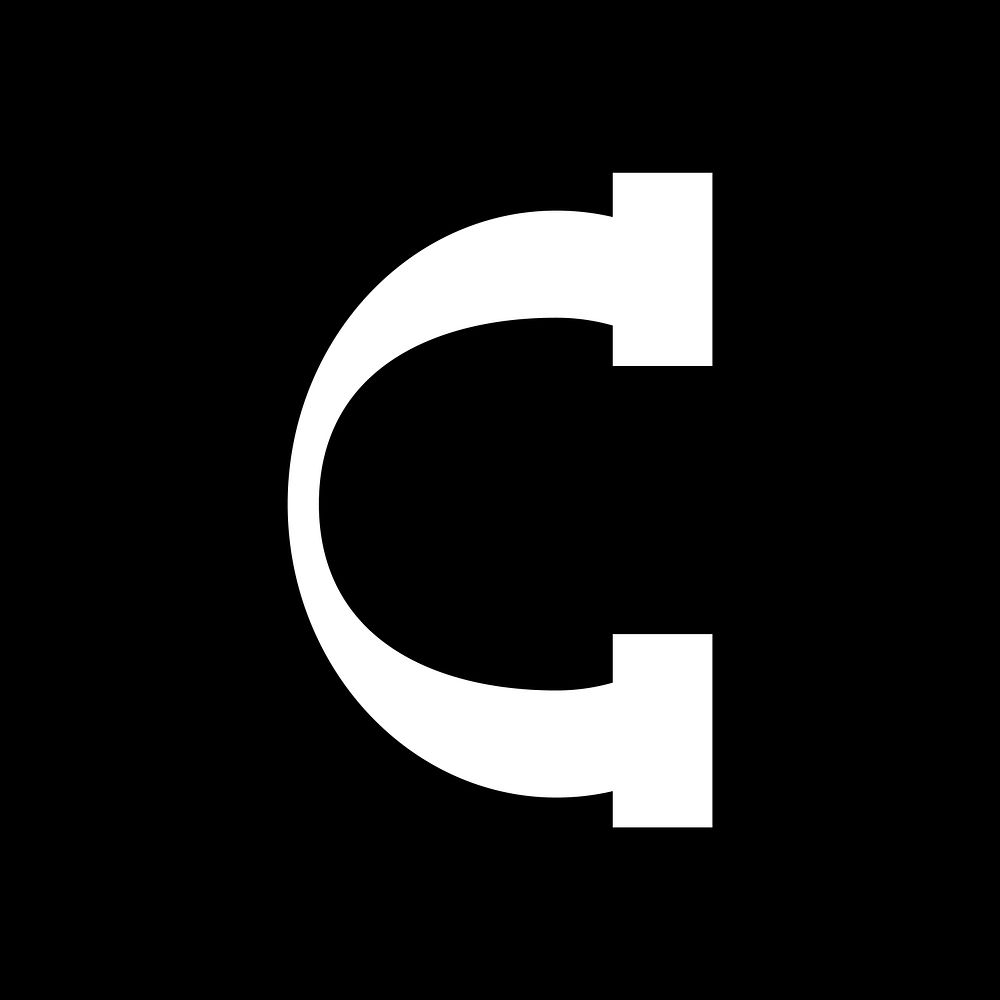 Letter C abstract shaped font illustration