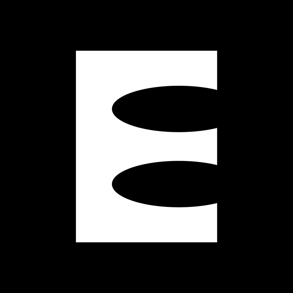 Letter E abstract shaped font illustration