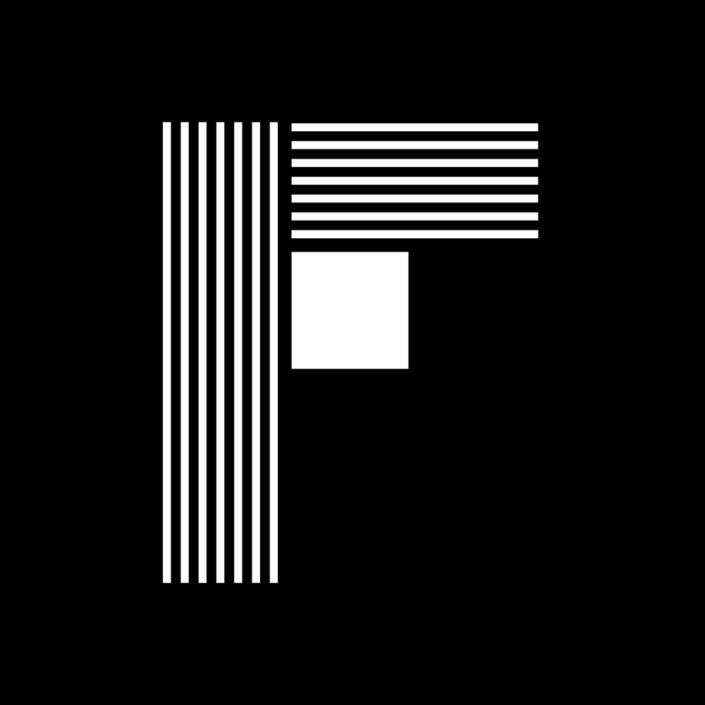 Letter F abstract shaped font illustration