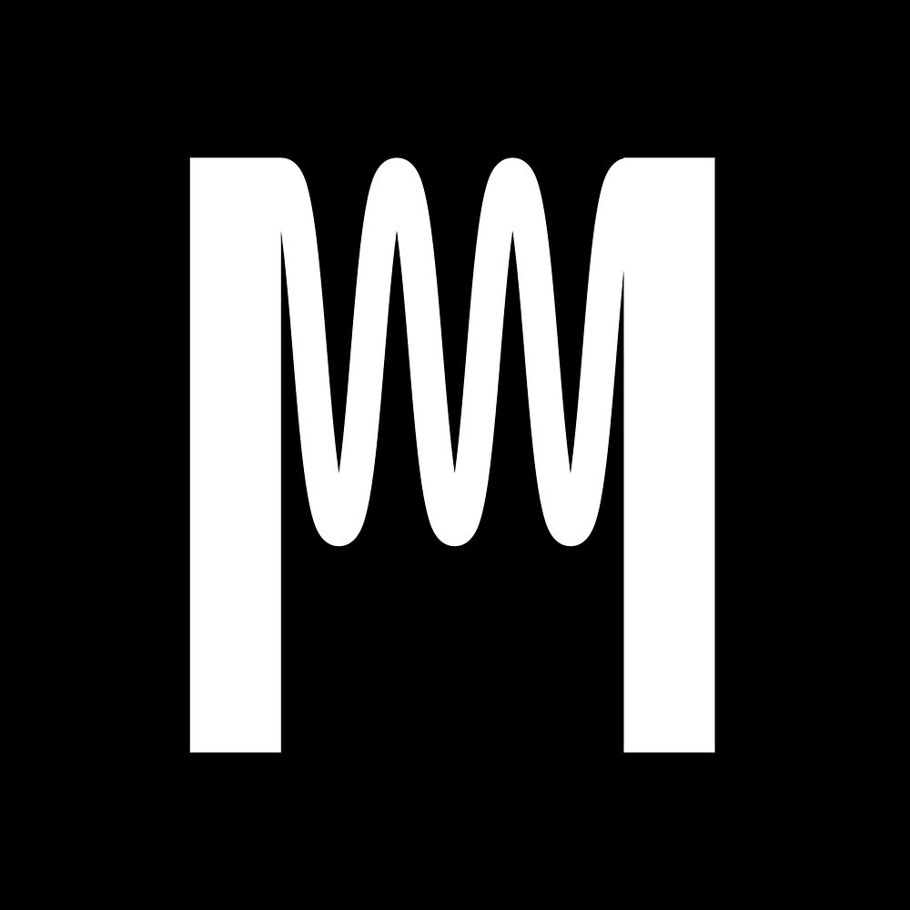Letter M abstract shaped font illustration
