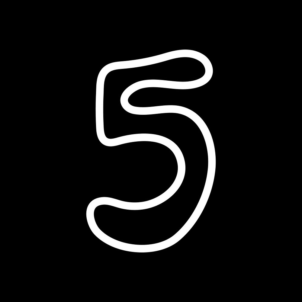 Number 5 abstract shape font illustration
